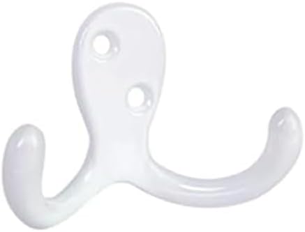 Coat Hooks -8 Pack White Double Prong Hook Wall Mounted - Great for Living Room, Bedroom, Bathroom, Closet for Coat, Bag, Towel, Hat, Key, Cup, Heavy-Duty, Easy to Install