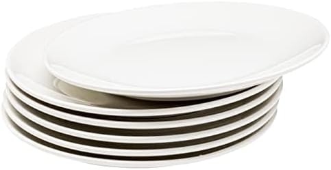 Vikko Salad Plate, Set of 6 White Plates, Fine Porcelain, Stackable 8 Inch Salad Plates, Dishwasher Safe, 8/'' Salad Plate