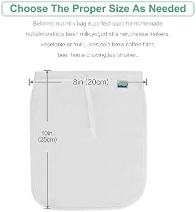 Nut Milk Bag Reusable 3 Pack Food Strainer Nut Bags For Almond/Soy Milk Greek Yogurt Professional for Cold Brew Coffee Tea Beer Juice Fine Italian Nylon Mesh (2 pack-8"x10")