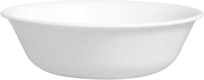 Corelle Vitrelle 4-Pieces 18-Oz Soup/Cereal Bowls Chip & Crack Resistant Glass Dinnerware Set Bowls, Winter Frost White