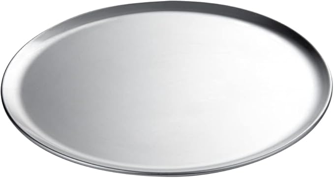 Restaurantware Met Lux 12 Inch Commercial Pizza Pan 1 Coupe Style Pizza Cooking Tray - Heavy-Duty 18-Gauge Aluminum Round Baking Tray Oven-Baking For Pizzas & More (Pack of 3)