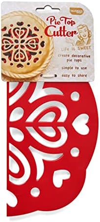 Talisman Designs Pie Top Cutter | Pie Crust Cutter | Pie Decorating Tools | Pie Pastry Baking Accessories | Stencil Crust Cutout | 10-Inch | Hearts Design | Red