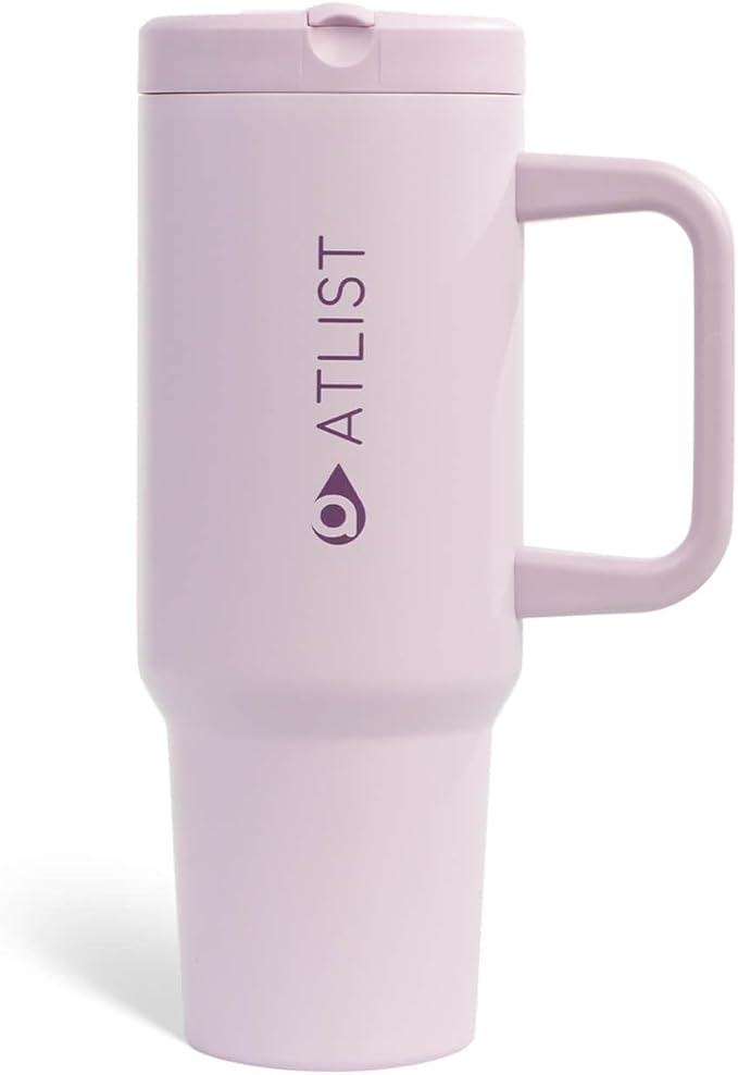 100% Leakproof 40 oz Tumbler with Handle & 4-in-1 SipSwig Lid, Built-In Flip Straw & External Stainless Steel Straw, Insulated Stainless Steel Cup, BPA-Free, Purple