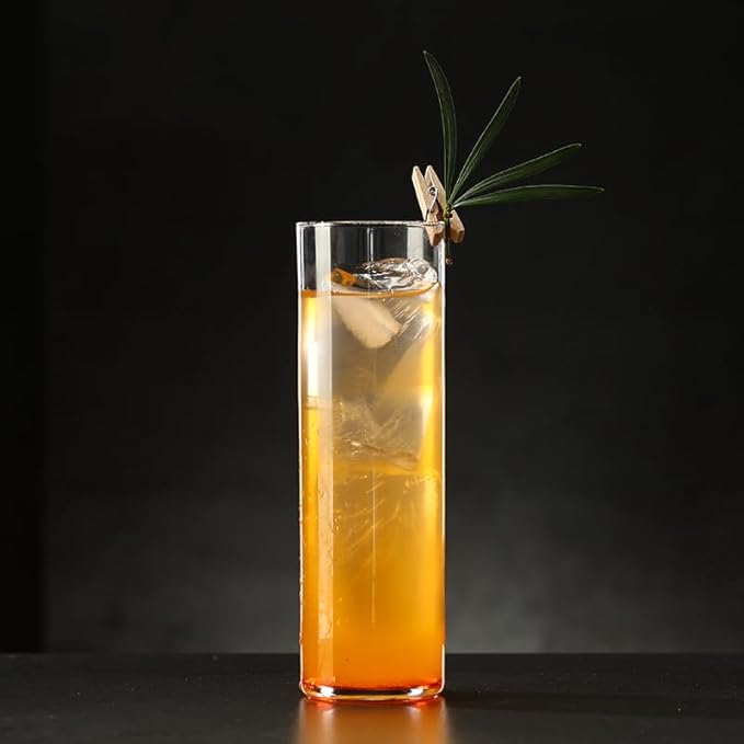 Drinking Glasses 12oz, Thin Collins Glasses Set of 6,Clear Tall Glass Cups For Water, Juice, Beer, Drinks, and Cocktails and Mixed Drinks (6pcs CollinsGlass 180mm)