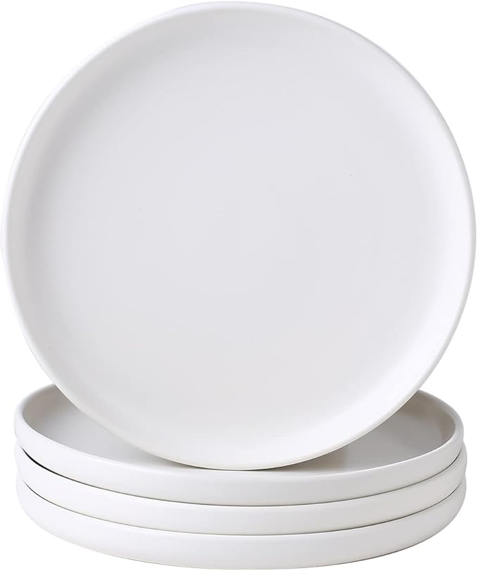Matte Ceramic Appetizer Plates 6 Inch,Small Mini Dessert Plates Set of 4,Microwave and Oven Safe Snack,Bread,Butter Dessert,Pie,Cake Plates Cat Dishes(6 inch, White)