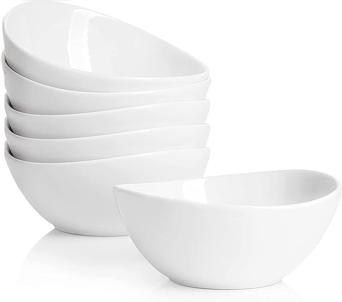 10 Ounce Small Bowls, Ceramic Dessert Bowls for Cereal, Soup, Ice Cream, Small Serving Bowls Set for Kitchen, Set of 6, White