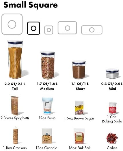 OXO Good Grips POP Container - Airtight Food Storage - Small Square Tall 2.3 Qt Ideal for spaghetti, linguini and lasagna