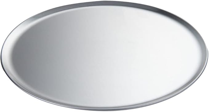 Restaurantware Met Lux 14 Inch Commercial Pizza Pan 1 Coupe Style Pizza Cooking Tray - Heavy-Duty 18-Gauge Aluminum Round Baking Tray Oven-Baking For Pizzas & More