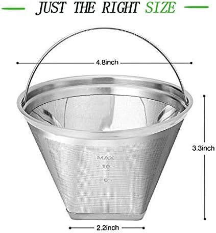 Coffee Filter 4 Cone Coffee Filter Reusable fit for Cuisenart Ninja Hamilton Beach Brewer (Not Applicable to Ninja CE251,Ninja CF200)