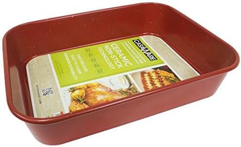 casaWare Ceramic Coated NonStick Lasagna/Roaster Pan 13 x 10 x 3-Inch (Red Granite)