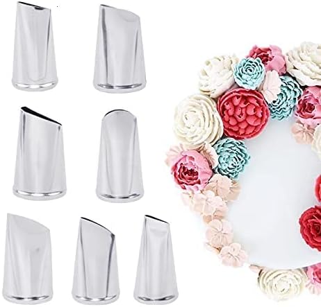 7 Pieces Rose Flower Piping Tips Set, Cake Decorating Tips Icing Piping Nozzles Set Cupcake Decorating Kit