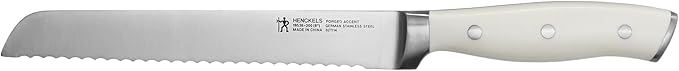 HENCKELS Forged Accent Razor-Sharp 8-inch Bread Knife, Cake Knife, White Handle, German Engineered Informed by 100+ Years of Mastery