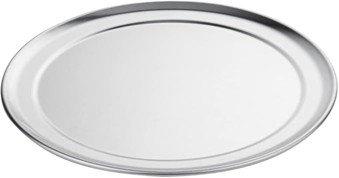 Restaurantware Met Lux 10 Inch Commercial Pizza Pan 1 Coupe Style Pizza Cooking Tray - Heavy-Duty 18-Gauge Aluminum Round Baking Tray Oven-Baking For Pizzas & More