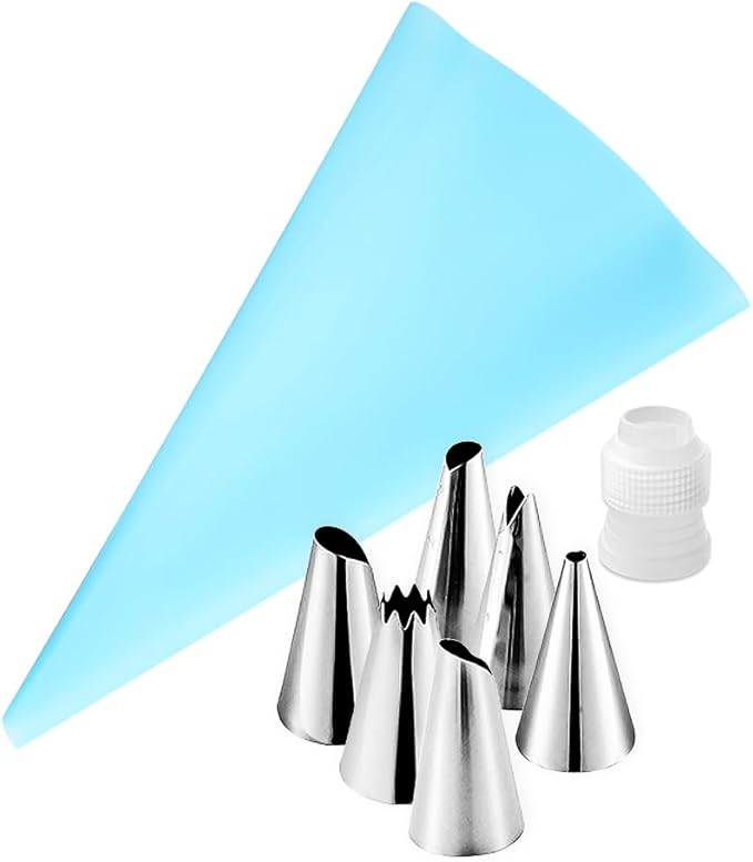 8 Pieces Piping Bags and Tips Set 6 Icing Tips Icing Piping Nozzles Set Frosting Bags Ties Cupcake Decorating Kit Cupcake Pastry Tool