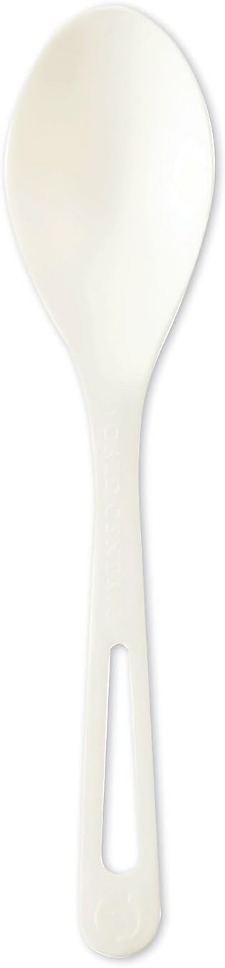 World Centric Compostable Spoon 6" - Made from Plants and Minerals, White TPLA - 1000 Pack