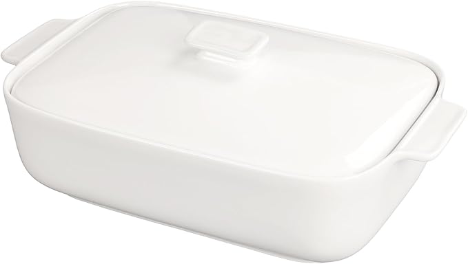 10" x 7" Casserole Dish 1.7 Quart Ceramic Bakeware Set with Lids, Chip and Crack Resistant Ceramic Casserole Dish with Handle 11.6 In, Microwave, Dishwasher, Oven, Freezer and Fridge Safe
