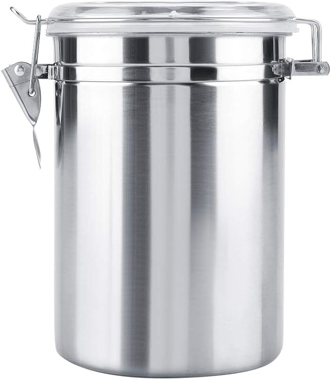Airtight Canisters Sets for the Kitchen Counter - Stainless Steel Food Storage Containers with Lids for Tea, Coffee, Sugar, Flour - Baking Dry Storage, Metal Pantry Canister