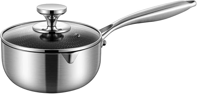 Nonstick 1.5 Quart Stainless Steel Saucepan with Lid,Non-stick Sauce Pot Compatible with All Cooktops,Multipurpose Sauce Pan Perfect For Boiling Gravies,Pasta, Noodles (1.5Qt)