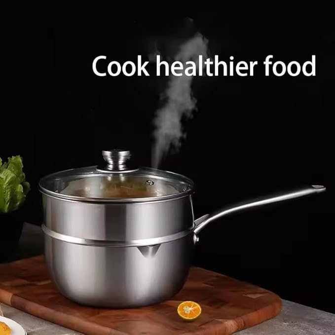Nonstick 1.5 Quart Stainless Steel Saucepan with Lid,Non-stick Sauce Pot Compatible with All Cooktops,Multipurpose Sauce Pan Perfect For Boiling Gravies,Pasta, Noodles (1.5Qt)