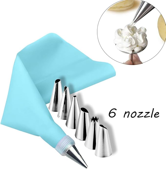 8 Pieces Piping Bags and Tips Set 6 Icing Tips Icing Piping Nozzles Set Frosting Bags Ties Cupcake Decorating Kit Cupcake Pastry Tool