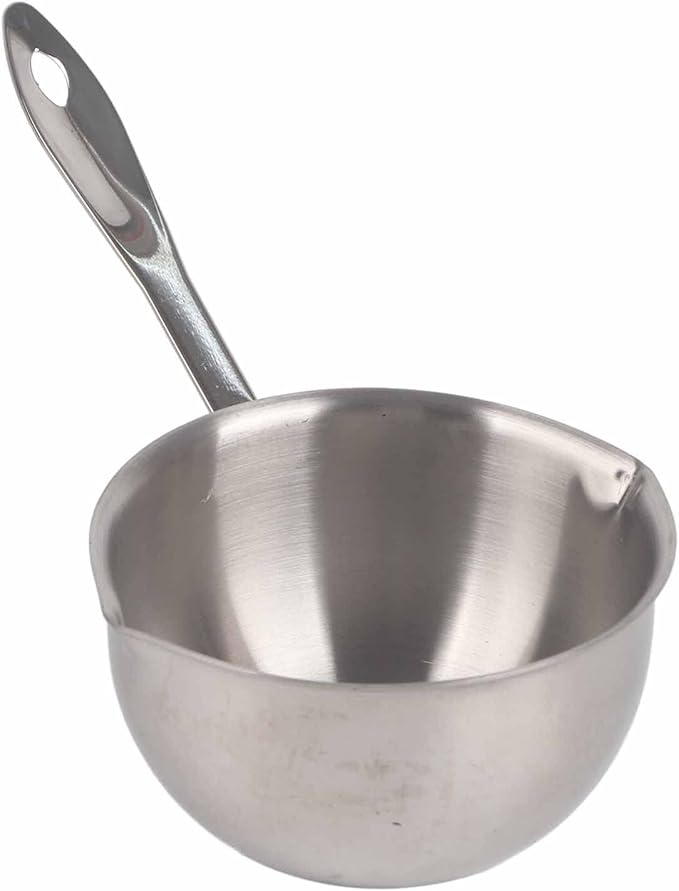 Butter Warmer Pot Small Butter Warmer Measuring Pot with Long Handle, All in One Flat Induction Bottom Mini Butter Hot Pot Milk Pot Small Saucepan Sturdy Stainless Steel (300ML)