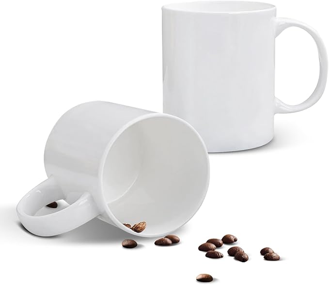 Chulan Bone China Coffee Mugs, 14oz White Coffee Mugs Set of 2, Over 45% Bone Content Ceramic Mug for Cocoa, Lightweight Break Resistant Porcelain Latte Mugs with Large Handle, Dishwasher & Oven Safe