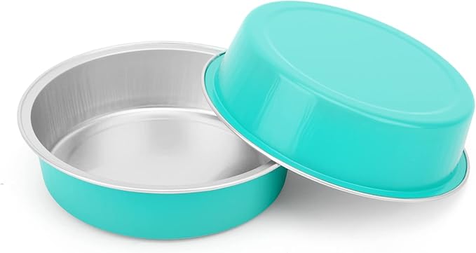 Beasea Mini Pie Pans with Lids, 4 Inch 100 Pack Disposable Cake Pans, 8 Oz Elegant Blue Aluminum Pie Pan Tin Round Disposable Tin Tart Pans Mini Cheesecake Pan for Pie Tart Quiche