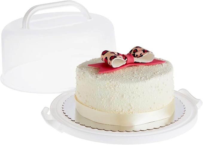 Juvale Round Cake & Pie Carrier with Lid & Handle - 12 x 5.9 in - Plastic Cake Storage Container & Dessert Carrier for Cupcakes - Reusable Collapsible Design