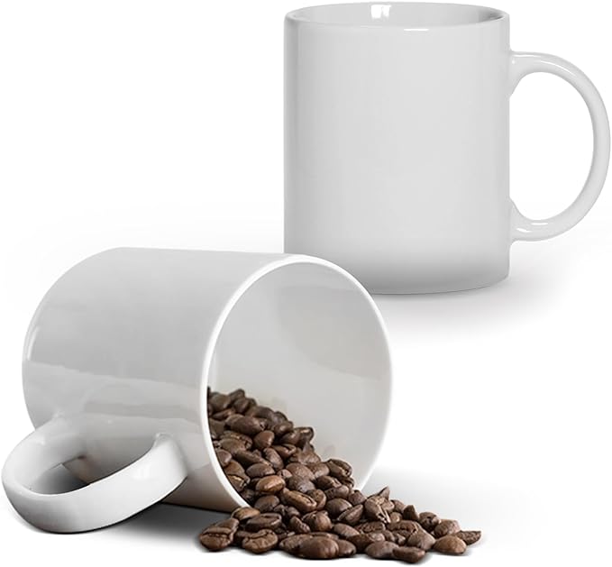14 oz White Coffee Mugs Set of 2, Fine Bone China Lightweight Porcelain Coffee Cups With Handles for Hot Milk Cappuccino Mocha Cocoa Latte Espresso Coffee, Dishwasher & Microware Safe