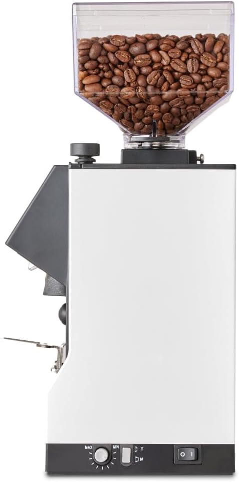 Eureka Mignon Silenzio Espresso Grinder | Silent Technology | Stepless | Timed Dosing | (White, 55mm)