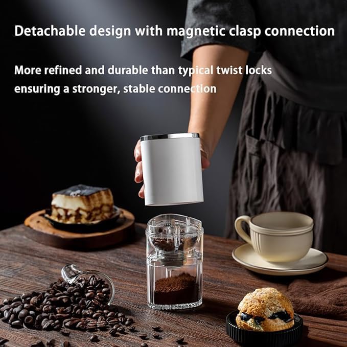 Basics Electric Coffee Grinder - Compact & Powerful Blade Grinder for Coffee Beans, Spices, and Herbs, white