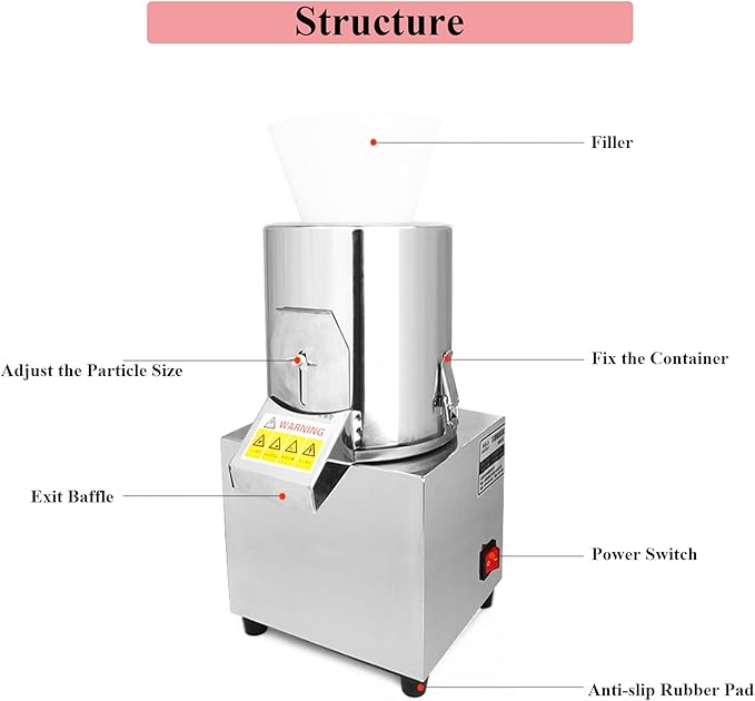 Commercial Electric Food Processor 550W – Heavy Duty Vegetable Chopper Machine – Stainless Steel Body & Blades – 120Kg/H High Capacity – for Restaurant & Kitchen Use (110V)