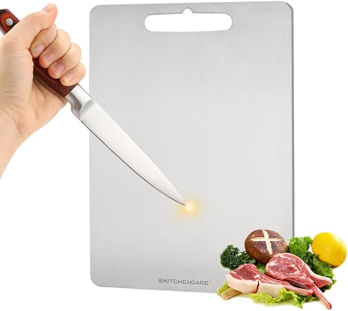 100% Pure Titanium Cutting Boards for Kitchen,2-in-1 Smooth Side & Textured Side For Cutting Meats, Double-sided Titanium Cutting Board Fruits And Vegetables, for Kitchen Outdoor Holiday Gifts(14*10)