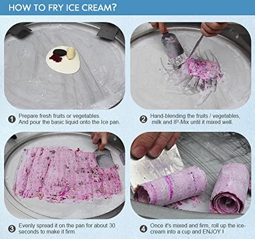 Kolice Commercial ETL NSF certificated 21"x21" Single Square Pan Fried Ice Cream Machine, Frozen Yogurt Roll Ice Cream Machine, Fry Ice Cream Roll Machine-auto defrost, smart AI temp. control