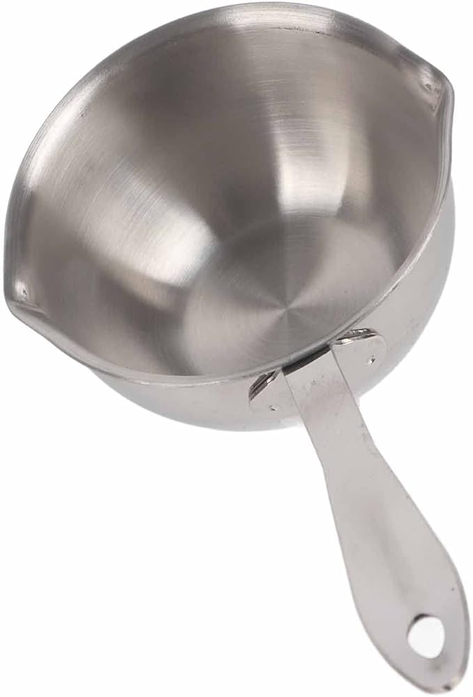 Butter Warmer Pot Small Butter Warmer Measuring Pot with Long Handle, All in One Flat Induction Bottom Mini Butter Hot Pot Milk Pot Small Saucepan Sturdy Stainless Steel (150ML)