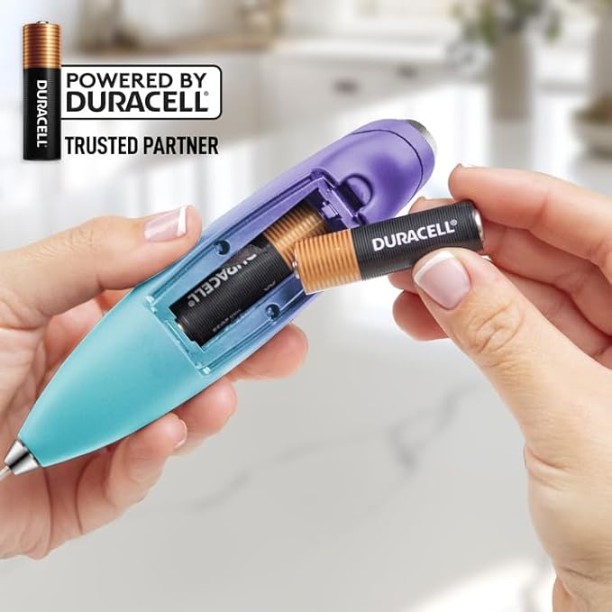 Zulay Kitchen Powerful Milk Frother Wand With 4 AA Duracell Batteries - Ultra Fast Handheld Drink Mixer - Electric Whisk Foam Maker for Coffee, Lattes, Cappuccino, Matcha & Creamer -