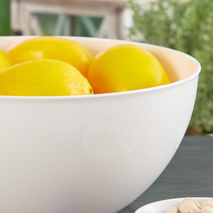 US Acrylic Vista White Plastic Salad and Serving 10-inch Bowls | set of 3 | Reusable, BPA-free, Made in the USA | 135 oz. capacity