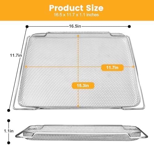 GCQ Smart Oven Air Fryer Pro Accessories for Breville BOV900BSS BOV950BSS, 16.5"D x 11.8"W x 0.5"H Food Grade Steel Dehydrate Mesh Baskets Accessories Tray for Breville Air Fryer Toaster Oven