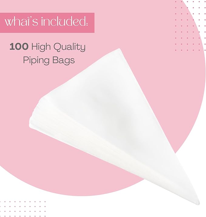 Cookie Cutter Kingdom Disposable Piping Bags – 100 Count, 12 Inch Tipless Pastry Bags | Large Frosting & Decorating Bags for Cookies, Cupcakes, Cakes & Royal Icing