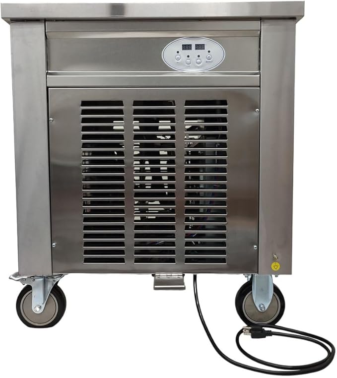 Commercial Fried Ice Cream Machine Single Pan Commercial Ice Roll Maker 20" Square Fried Ice Cream Pan Yogurt Fry ice Cream Machine for Bars/Cafes/Dessert Shops