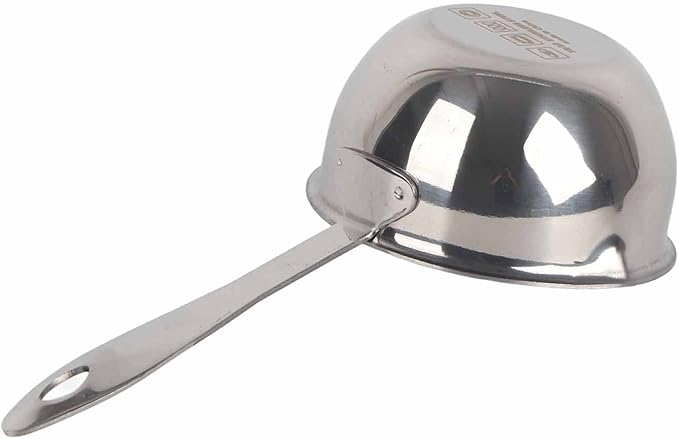Butter Warmer Pot Small Butter Warmer Measuring Pot with Long Handle, All in One Flat Induction Bottom Mini Butter Hot Pot Milk Pot Small Saucepan Sturdy Stainless Steel (150ML)
