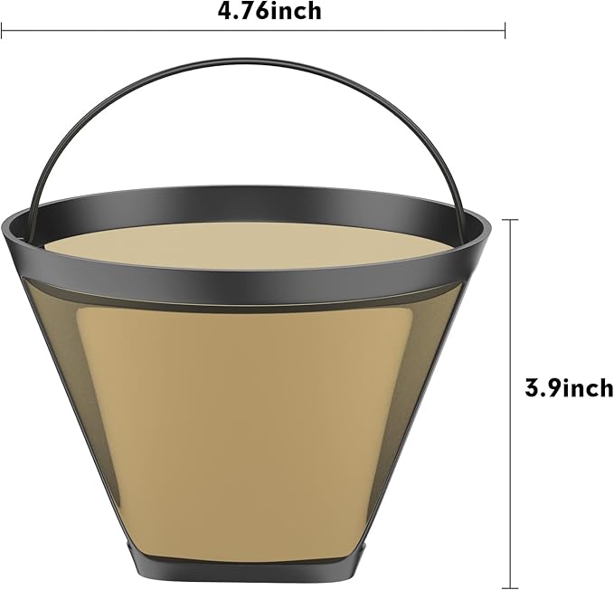 Gold Coffee filter - Permanent Reusable #4 Cone Shape metal Coffee Filter Compatible with Ninja CFP301 CFP201 Coffee Accessories - 4-1PCs