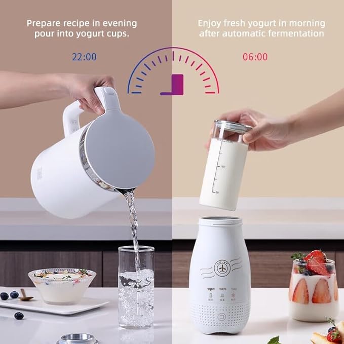 XIANJIN Yogurt Maker, Insulated & Refrigerated, 250ml Capacity, Compact & Portable for Home Use, Multi-Function Self-Made Yogurt Machine