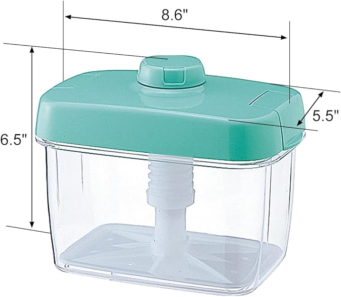 Instant Pickle Maker Vegetable Press Tsukemono Container Rectangle Made in Japan BPA Free (Green 2.2L)