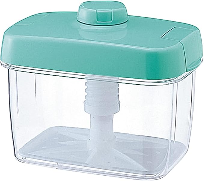 Instant Pickle Maker Vegetable Press Tsukemono Container Rectangle Made in Japan BPA Free (Green 2.2L)