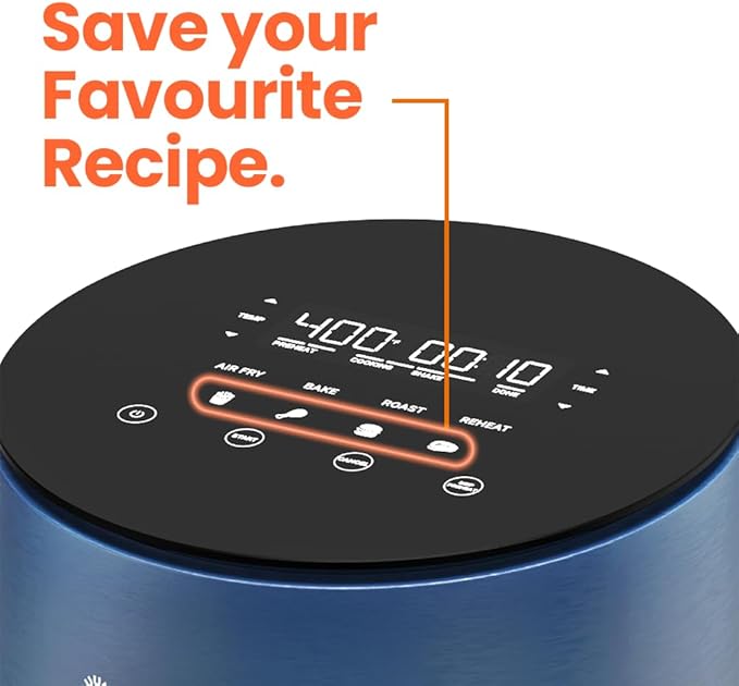 3.5qt Air Fryer Mini, Tempered Glass Control Panel, 8 Preset Functions, Quick and Easy Meals, Compact, Quiet, Non-Stick, Dishwasher Safe, Blue