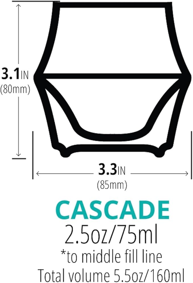 KRUVE CASCADE Porcelain Coffee Cups, 2.5oz Double-Walled Espresso Cups, Sensory Espresso Coffee Mug Set for Heat Retention, White Porcelain Drinking Glasses with Enhanced Aroma, Elegant Cup Design