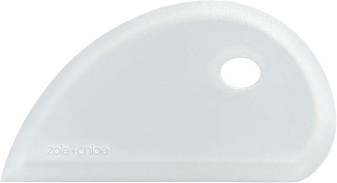 Zoie + Chloe Multipurpose Silicone Bowl Scraper - Dough Scraper for Cleaning Mixing Bowls, Baking Pan - Silicone Scraper Spatula For Painting, Smoothing, Frosting, Cake Decorating - White, 7x3.75"