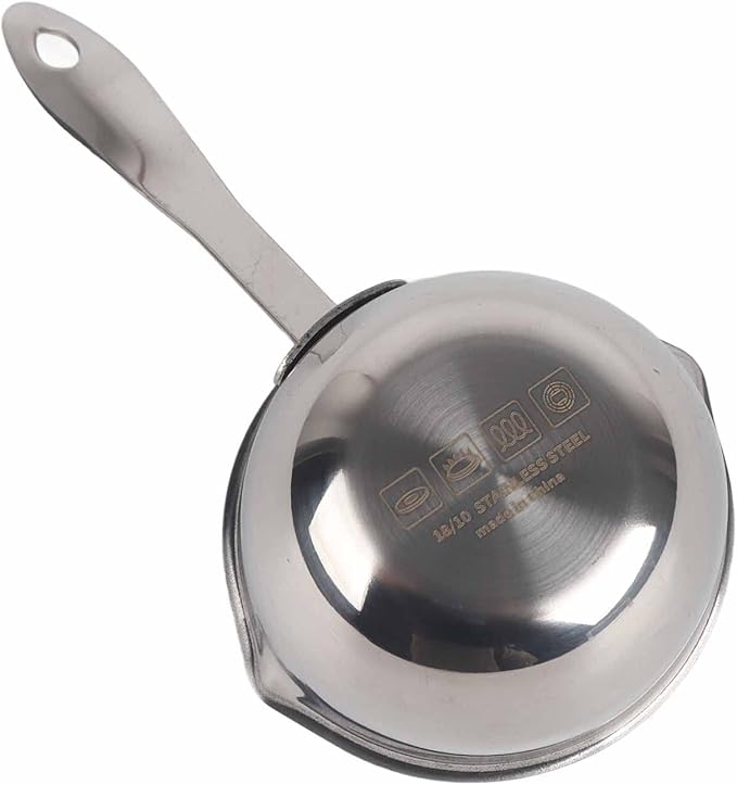 Butter Warmer Pot Small Butter Warmer Measuring Pot with Long Handle, All in One Flat Induction Bottom Mini Butter Hot Pot Milk Pot Small Saucepan Sturdy Stainless Steel (150ML)