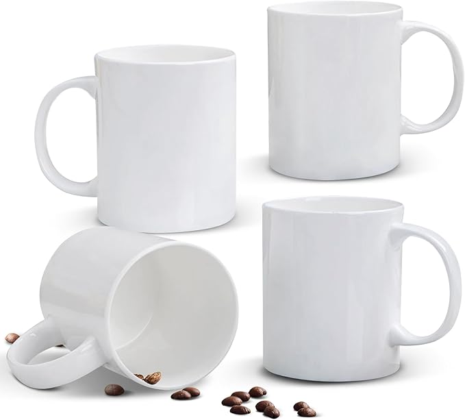 Chulan White Coffee Mugs, 14oz Fine Bone China Coffee Cups, Over 45% Bone Content Porcelain, Lightweight Espresso Mugs, Break Resistant Ceramic, Dishwasher & Microwave Safe